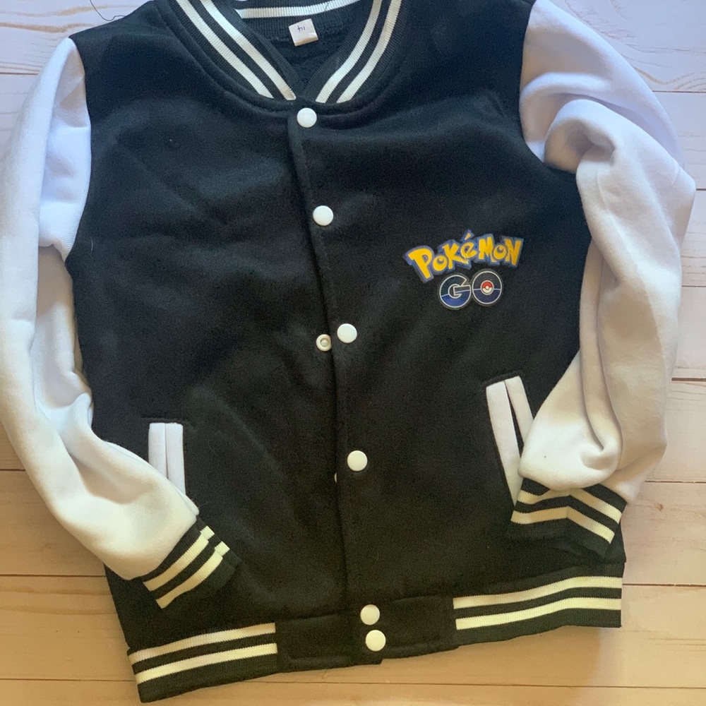 Black and White Pokemon Go Varsity Jacket